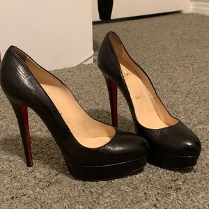 Black Christian Louboutin black leather pumps